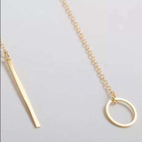 🌿 Boho Dainty Tear Drop Bar Gold Necklace - Picture 2 of 2