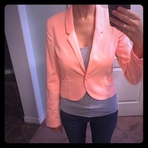 One button peach colored cropped blazer