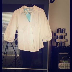 NWT Marciano white puffy sleeve shirt M