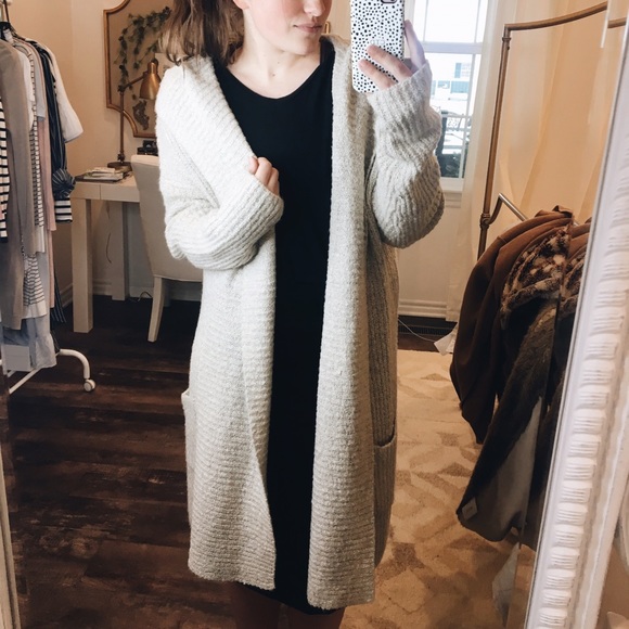 cozy casual Sweaters - Cozy long hooded cardigan w/ pockets