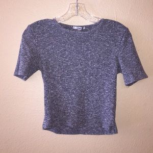 Gray ribbed crop top