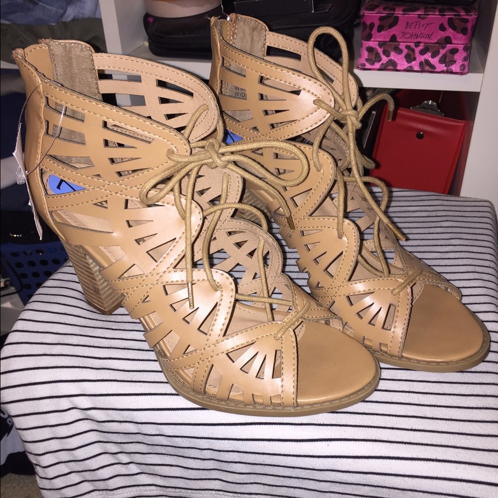 Brown heeled sandals