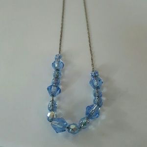 Vintage Very delicate blue crystals and chain