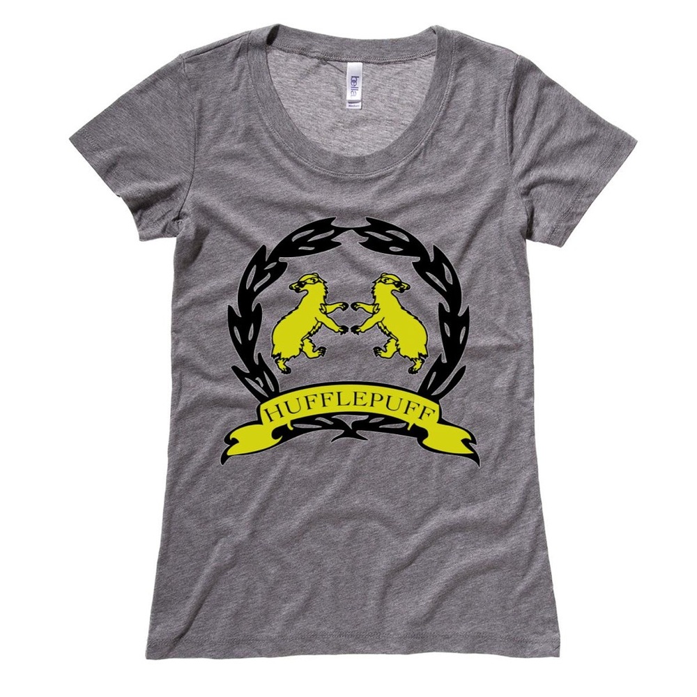 Harry Potter Hufflepuff Crest Grey Crew Neck