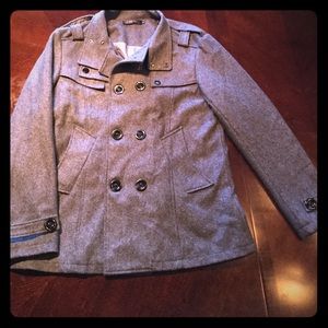 Men's gray pea coat