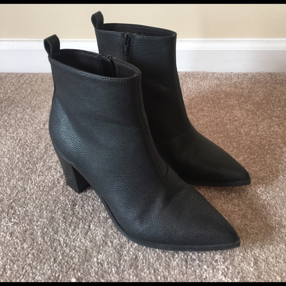 Faux Leather Pointed Toe Bootie