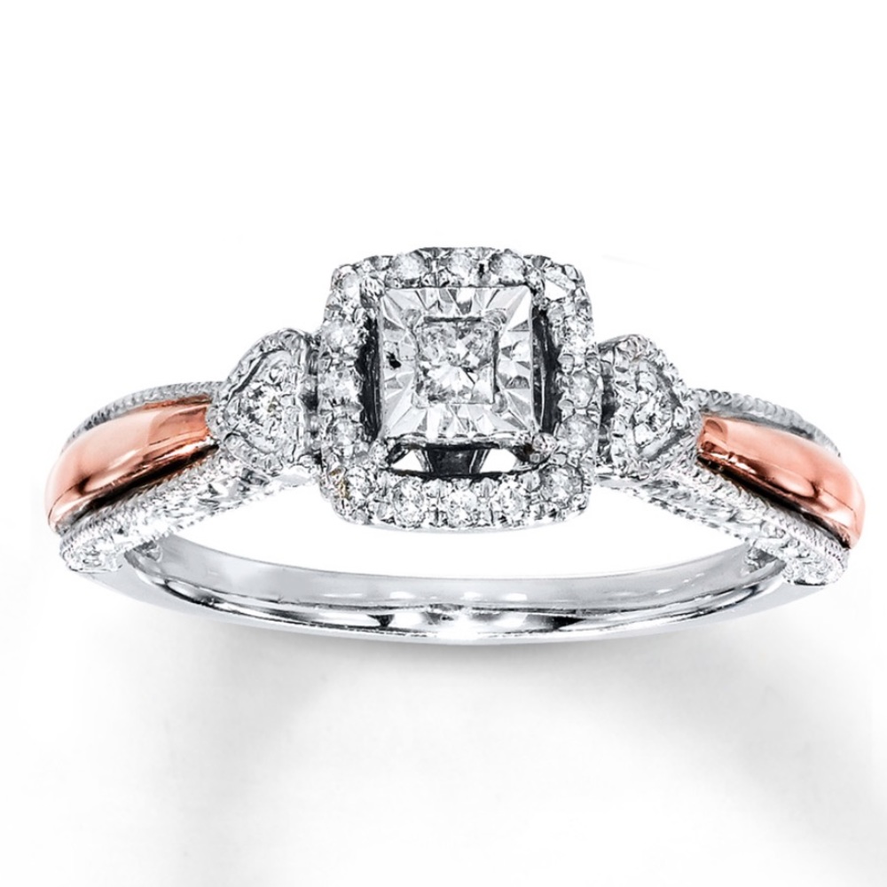 Promise Ring 1/6 Carat Sterling Silver10K Gold