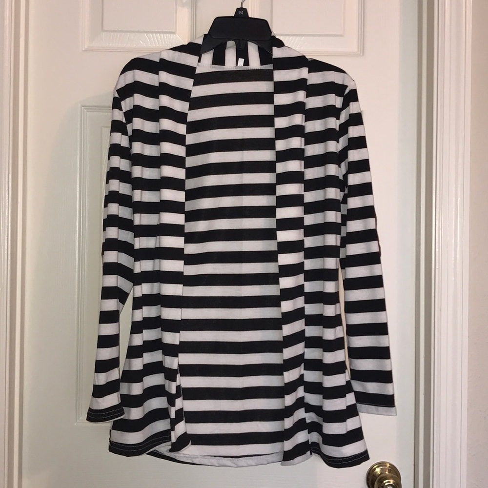 Black and white striped cardigan