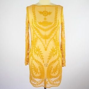 H&M Lace Mustard Yellow Sheath Dress