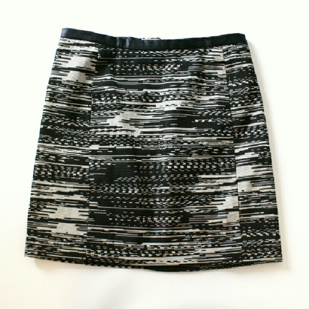 Jacquard Skirt with Faux Leather Trim