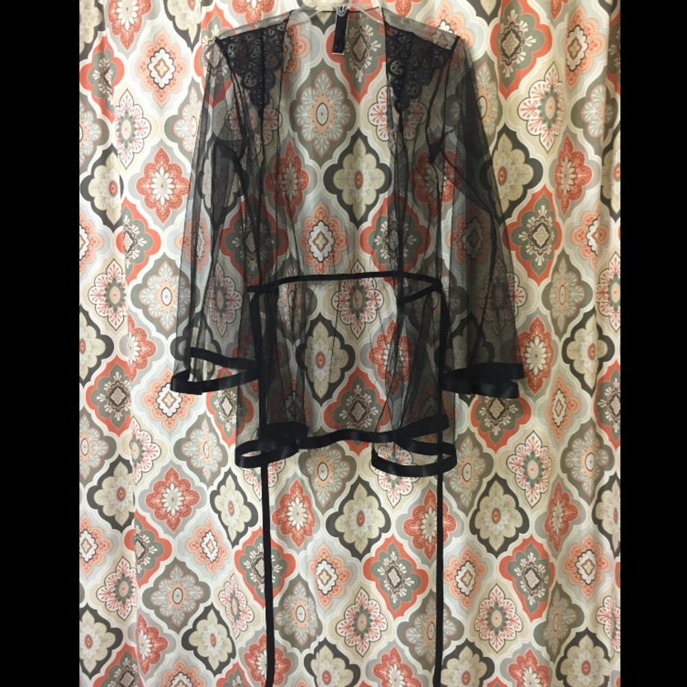 Sexy black lingerie robe! Sheer with lace!