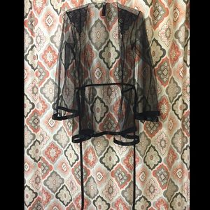 Sexy black lingerie robe! Sheer with lace!