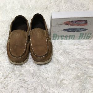 Boys tan Sperry top slider size 5
