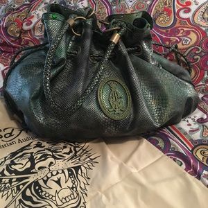 Christian Audigier oversized bag w jeweled logo