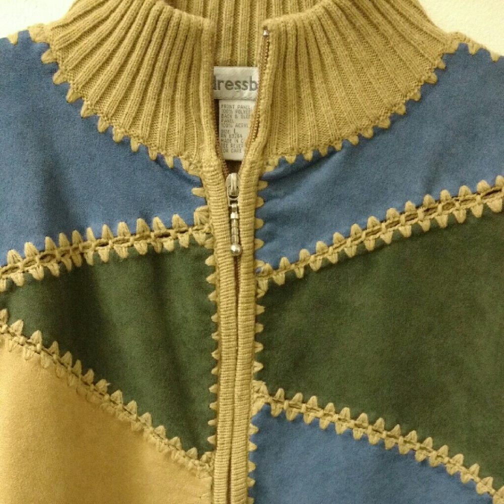 Patchwork Sweater Zip Up Dress Barn Jacket - Picture 6 of 10