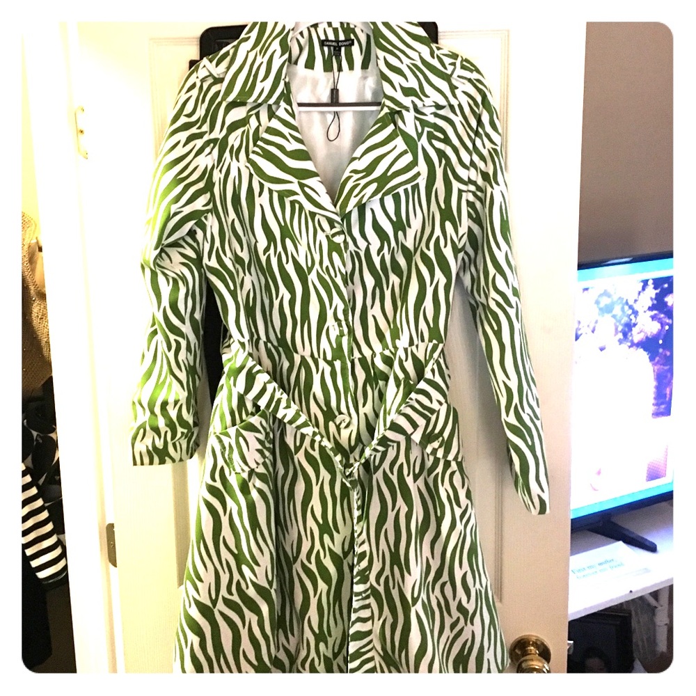 Samuel Dong green zebra jacket/dress size M nwt