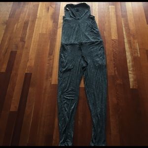 Gray knit jumpsuit.