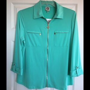 Anne Klein Knit Zip Front Top