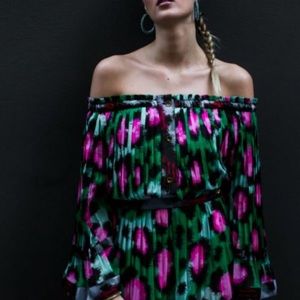 H&M x Kenzo Off Shoulder Patterned Blouse NWT