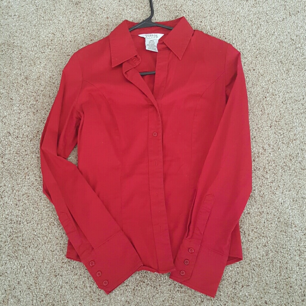 Red collared dress shirt
