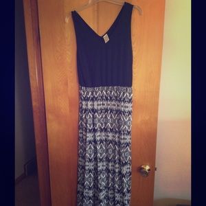 Tribal Print Maxi Dress With Slits