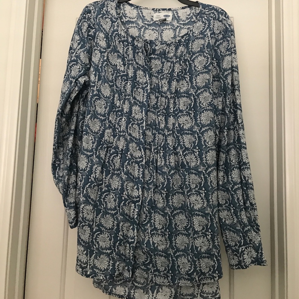 Blue floral tunic blouse