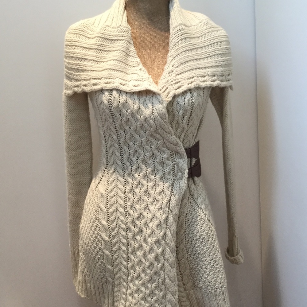 Anthropologie  Leather Buckle Cardigan