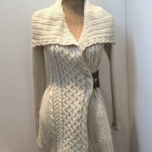 Anthropologie  Leather Buckle Cardigan