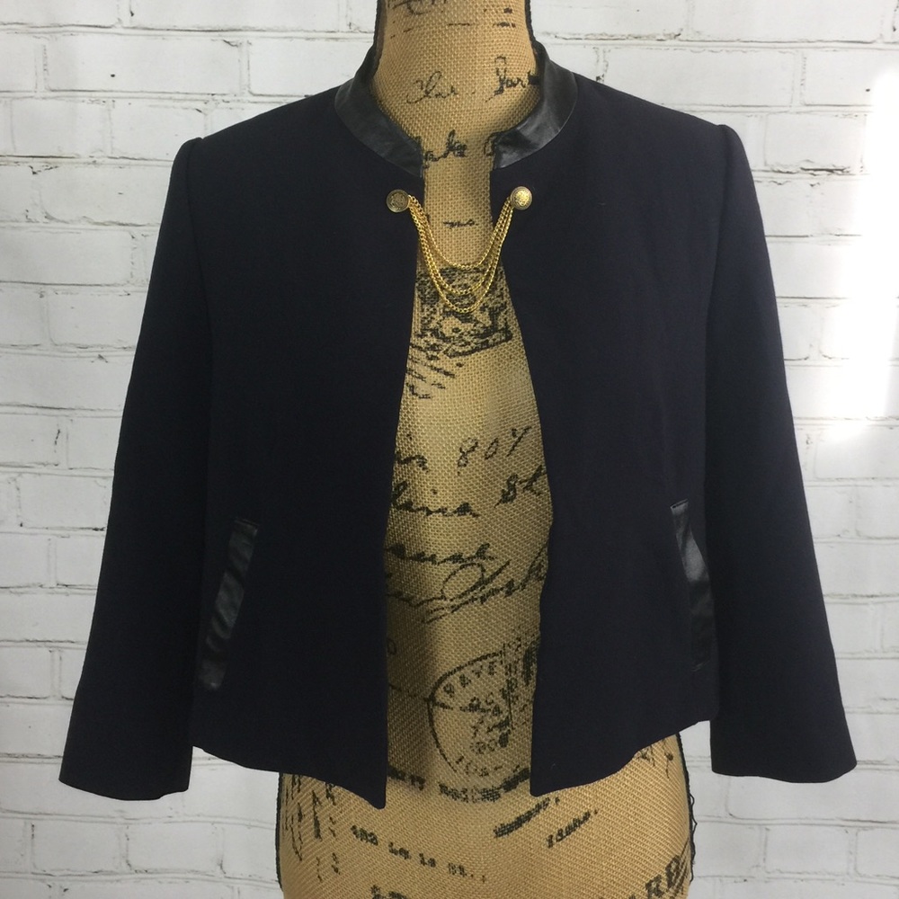 Navy Chain Link Cape Like Nautical Blazer Jacket