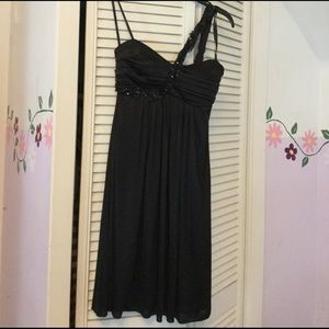 Black Satin 1 Shoulder Formal Dress