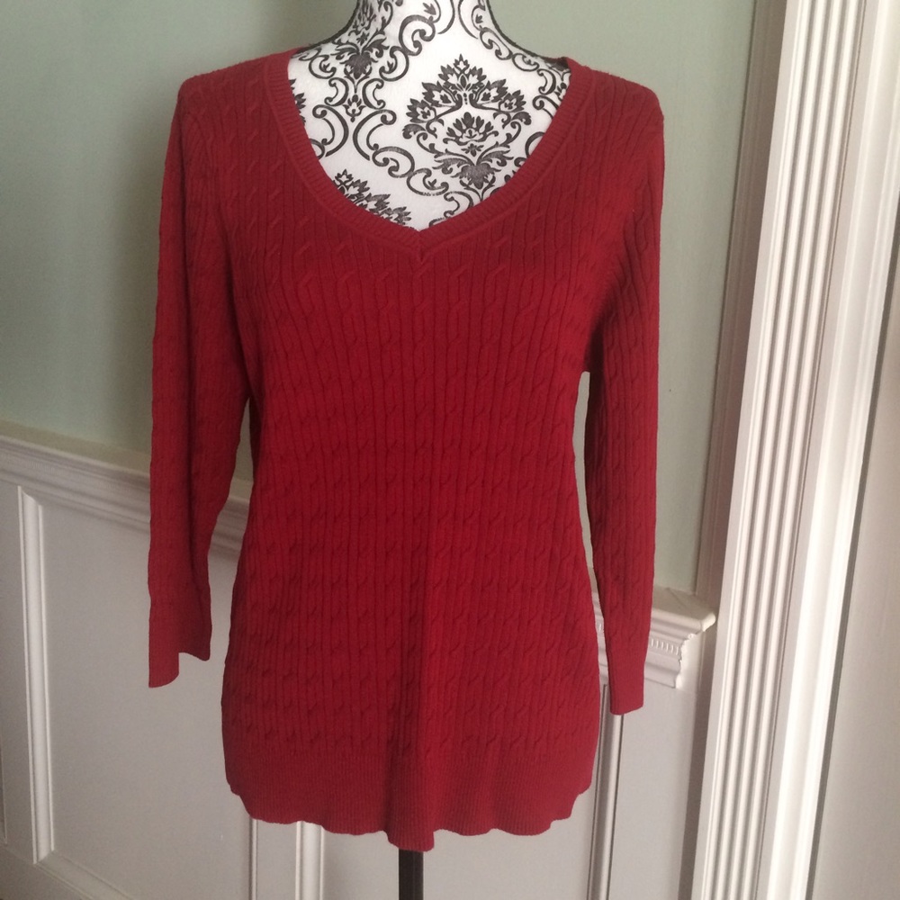 Talbots red cable knit sweater