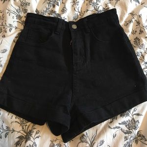 Black high wasted denim shorts