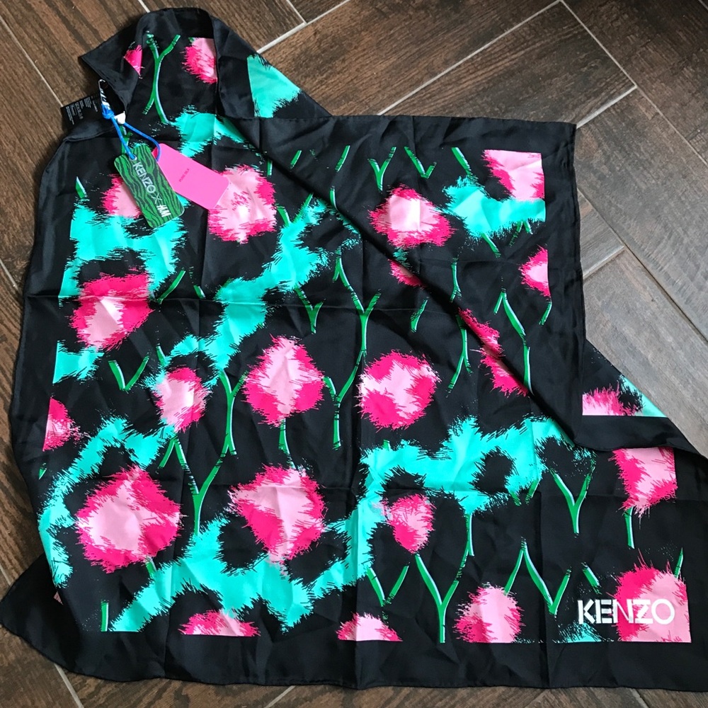H&M x Kenzo Pure Silk Patterned Scarf NWT