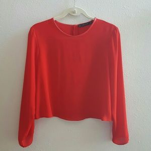 Zara red cropped blouse