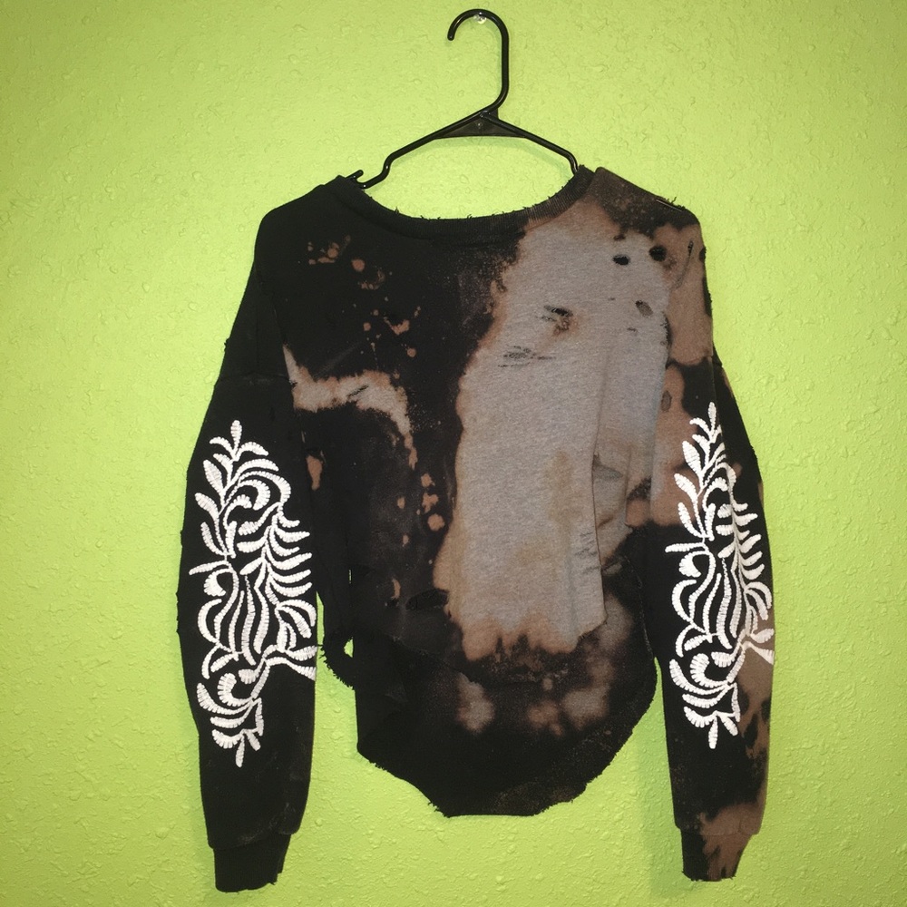 Distressed/Bleached Cropped Sweatshirt
