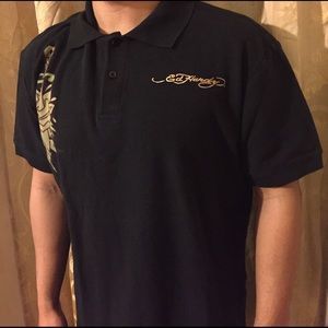 Ed Hardy men's black polo tee