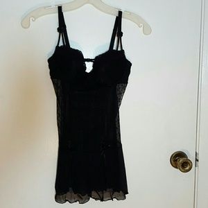 NWOT Babydoll black lace with underwire sz XS or S