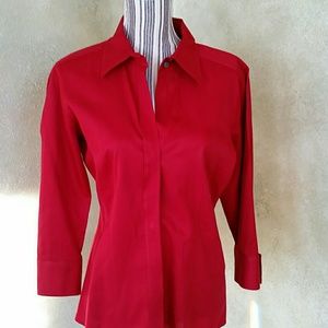 TALBOTS RED BUTTON FRONT BLOUSE
