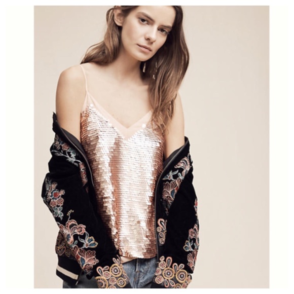 Anthropologie Tops - {Anthropologie} Rose Gold Sequined Cami