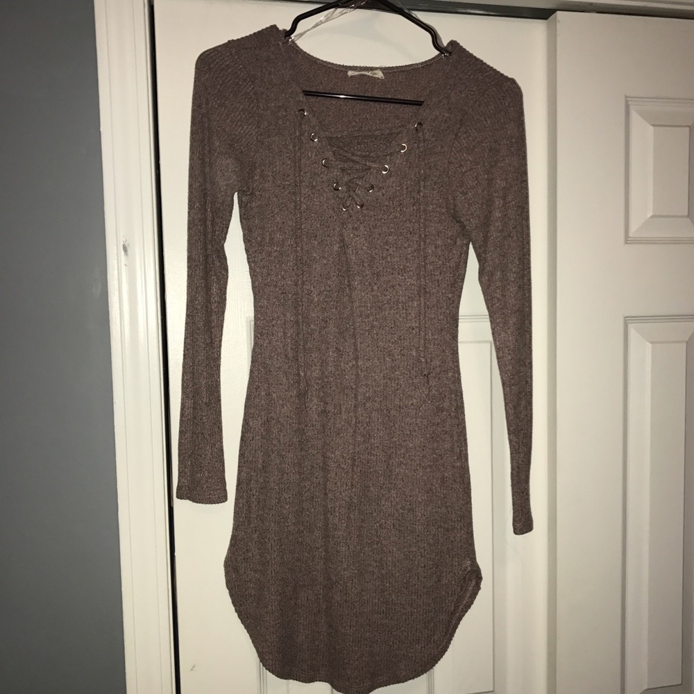 Lace up sweater dress