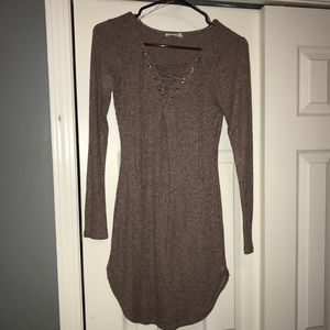 Lace up sweater dress
