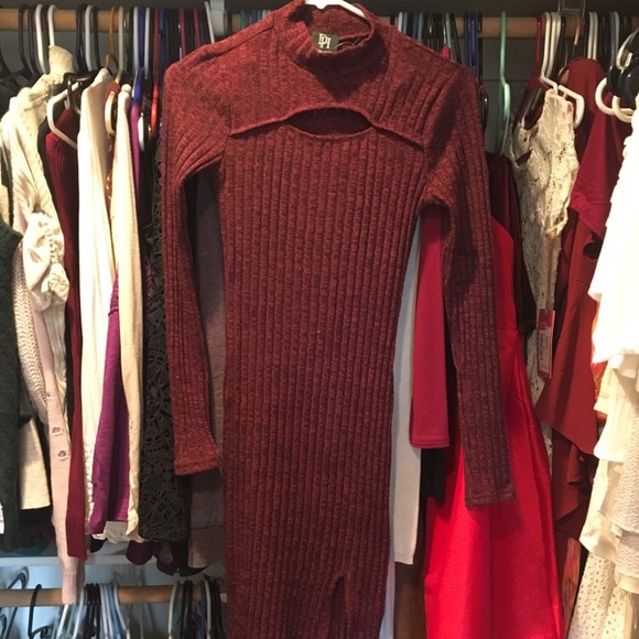 Burgundy Slit Dress - Picture 1 of 1