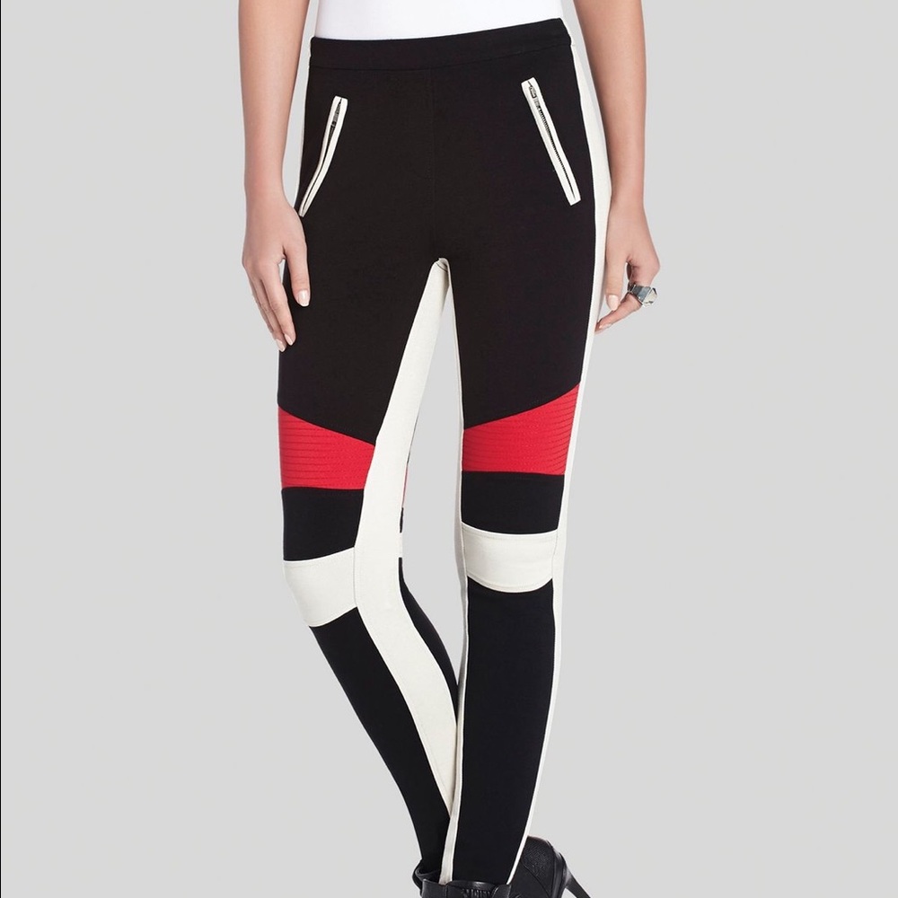 BCBG MAX AZRIA COLOR BLOCK PONTE LEGGINGS