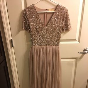 Maya Champagne Beaded Gown - Size 2