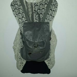 Deux lux Faux Leather Studded Gray Backpack