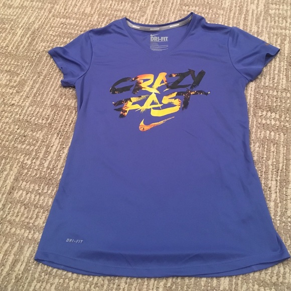 Nike Tops - NIKE DRI-FIT CRAZY FAST BLUE TEE