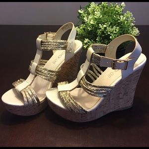 Snakeskin wedges