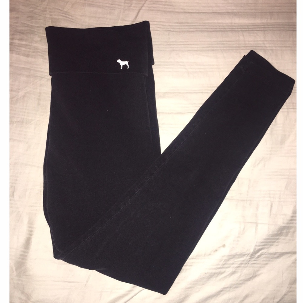 PINK black fold over yoga leggings