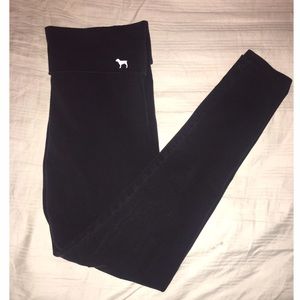 PINK black fold over yoga leggings