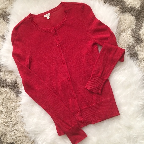 J. Crew Factory Sweaters - J. Crew Factory Red Featherweight Wool Crewneck Sw